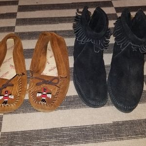 2 Pairs of Minnetonka moccasins